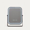 Oglinda cosmetica cu iluminare LED, Narave, Homla, 21x6x27 cm, plastic/sticla, negru