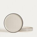 Set 4 farfurii intinse Azra, Homla, 27.5 cm, ceramica, bej/negru