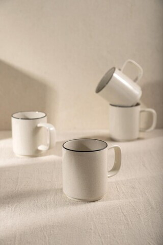 Set 4 cani Azra, Homla, 300 ml, ceramica, bej/negru