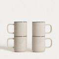 Set 4 cani Azra, Homla, 300 ml, ceramica, bej/negru