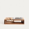 Set pentru servire Edmore, Homla, 31x25x8 cm, lemn/inox, natur/argintiu