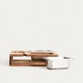 Set pentru servire Edmore, Homla, 31x25x8 cm, lemn/inox, natur/argintiu