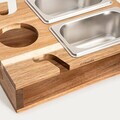 Set pentru servire Edmore, Homla, 31x25x8 cm, lemn/inox, natur/argintiu