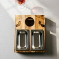 Set pentru servire Edmore, Homla, 31x25x8 cm, lemn/inox, natur/argintiu