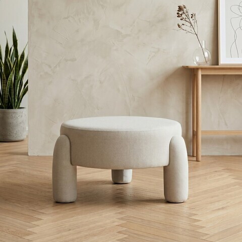 Taburet Ollera, Homla, 65x36 cm, MDF/poliester, ecru