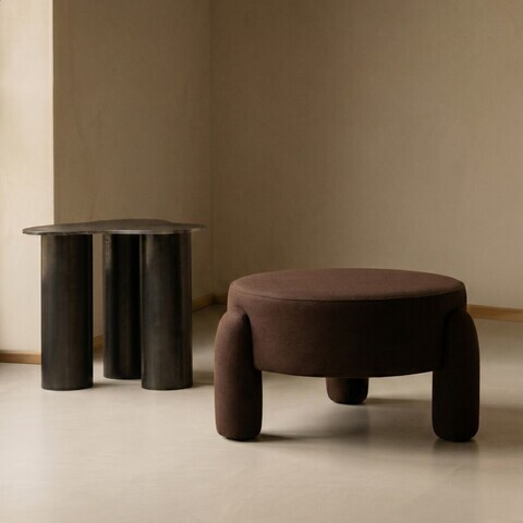 Taburet Ollera, Homla, 65x36 cm, MDF/poliester, maro inchis