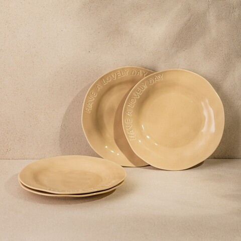 Set 4 farfurii desert Isernia, Homla, 20 cm, portelan, bej