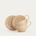 Set 2 cesti cu farfurie Isernia, Homla, 200 ml, portelan, bej