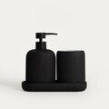 Set accesorii pentru baie 3 piese Linea Mat, Homla, ceramica, negru