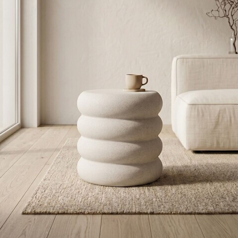 Masuta de cafea Soltre, Homla, 37.5x37.5 cm, metal, ecru
