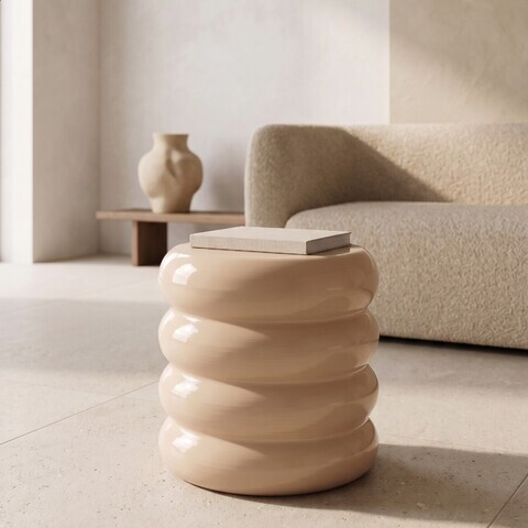 Masuta de cafea Soltre, Homla, 37.5x37.5 cm, metal, bej