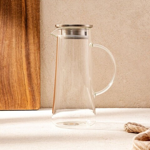 Carafa Kubbe, Homla, 1.3 L, sticla/metal/silicon, transparent/argintiu
