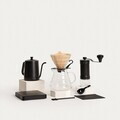 Set 7 piese pentru preparare cafea pour-over Kavera, Homla, inox/sticla/plastic, negru/transparent