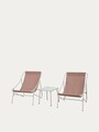 Set 2 fotolii si masuta pentru gradina / terasa Tivoli, Homla, 65.5x85x95 / 43x42 cm, metal/olefina, bej/caramiziu