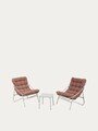 Set 2 fotolii si masuta pentru gradina / terasa Tivoli, Homla, 65.5x85x95 / 43x42 cm, metal/olefina, bej/caramiziu