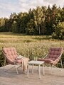 Set 2 fotolii si masuta pentru gradina / terasa Tivoli, Homla, 65.5x85x95 / 43x42 cm, metal/olefina, bej/caramiziu