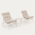 Set 2 fotolii si masuta pentru gradina / terasa Tivoli, Homla, 65.5x85x95 / 43x42 cm, metal/olefina, bej