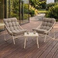 Set 2 fotolii si masuta pentru gradina / terasa Tivoli, Homla, 65.5x85x95 / 43x42 cm, metal/olefina, bej