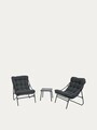 Set 2 fotolii si masuta pentru gradina / terasa Tivoli, Homla, 65.5x85x95 / 43x42 cm, metal/olefina, gri