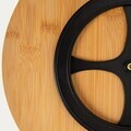 Set 5 boluri servire cu suport rotativ Navia, Homla, 30 cm, portelan/bambus, alb/natur