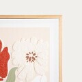 Tablou decorativ flori si frunze abstracte Saaro, Homla, 38x58x3 cm, lemn/hartie, natur
