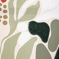 Tablou decorativ flori si frunze abstracte Saaro, Homla, 38x58x3 cm, lemn/hartie, natur