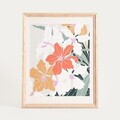 Tablou decorativ hibiscus Saaro, Homla, 40x50x2 cm, lemn/hartie, natur