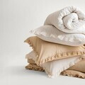 Lenjerie de pat King Size, Moises, Homla, 200x220 cm, 3 piese, bumbac, ecru