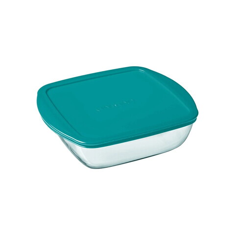 Caserola patrata, cu capac, sticla termorezistenta, 25x22cm/2,2L, 