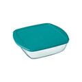 Caserola patrata, cu capac, sticla termorezistenta, 25x22cm/2,2L, 