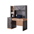 Set birou si biblioteca, Hanah Home, Antik, 128x166x63 cm, PAL, Antracit/Maro