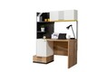 Birou, Hanah Home, Relax, 130x160x60 cm, PAL, Alb / Antracit / Galben / Maro