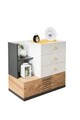 Dulap, Hanah Home, Relax, 80x75x45 cm, PAL, Alb / Antracit / Galben / Maro