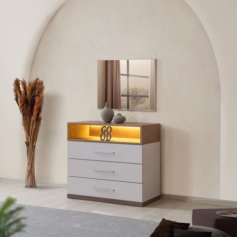 Dulap, Hanah Home, Milano, 85x140x45 cm, PAL, Alb/Maro