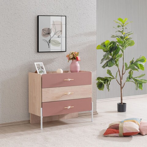 Dulap, Hanah Home, Rosetta, 89x79x42 cm, PAL, Maro / Roz