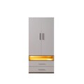 Dulap pentru haine, Hanah Home, Milano 2, 90x200x60 cm, PAL, Alb/Maro