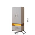 Dulap pentru haine, Hanah Home, Milano 2, 90x200x60 cm, PAL, Alb/Maro