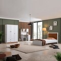 Dulap pentru haine, Hanah Home, Beta 3, 118x182x50 cm, PAL, Maro/Alb