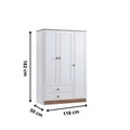 Dulap pentru haine, Hanah Home, Beta 3, 118x182x50 cm, PAL, Maro/Alb