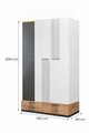Dulap pentru haine, Hanah Home, Relax 3, 130x200x60 cm, PAL, Alb / Antracit / Galben / Maro