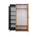 Dulap pentru haine, Hanah Home, Antik 3, 134x200x60 cm, PAL, Antracit/Maro