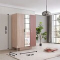 Dulap pentru haine, Hanah Home, Rosetta, 134x200x60 cm, PAL, Maro / Roz