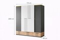 Dulap pentru haine, Hanah Home, Relax 4, 175x200x60 cm, PAL, Alb / Antracit / Galben / Maro