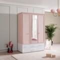 Dulap pentru haine, Hanah Home, Rosa, 136x197x63 cm, PAL, Roz/Alb
