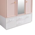 Dulap pentru haine, Hanah Home, Rosa, 136x197x63 cm, PAL, Roz/Alb
