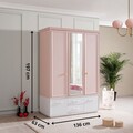 Dulap pentru haine, Hanah Home, Rosa, 136x197x63 cm, PAL, Roz/Alb