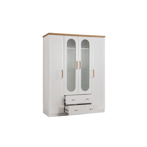 Dulap pentru haine, Hanah Home, Vita Bohem, 152x200x60 cm, PAL, Alb