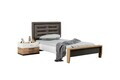 Pat de o persoană, Hanah Home, Relax, 110x100x228 cm, PAL, Alb / Antracit / Galben / Maro