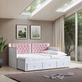 Pat de zi, Hanah Home, Alacati, 209x99x93 cm, PAL, Alb/Roz