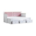 Pat de zi, Hanah Home, Alacati, 209x99x93 cm, PAL, Alb/Roz